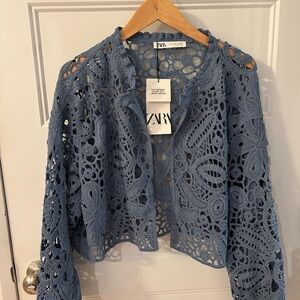 Zara Blue Crochet Cardigan